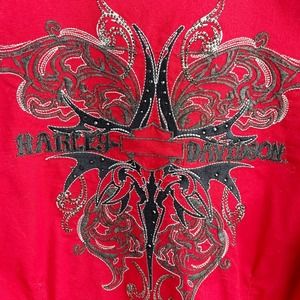 Harley-Davidson Red Embroidered Button Dow…